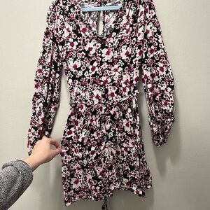 Bar III Pink and Black Floral Blouse